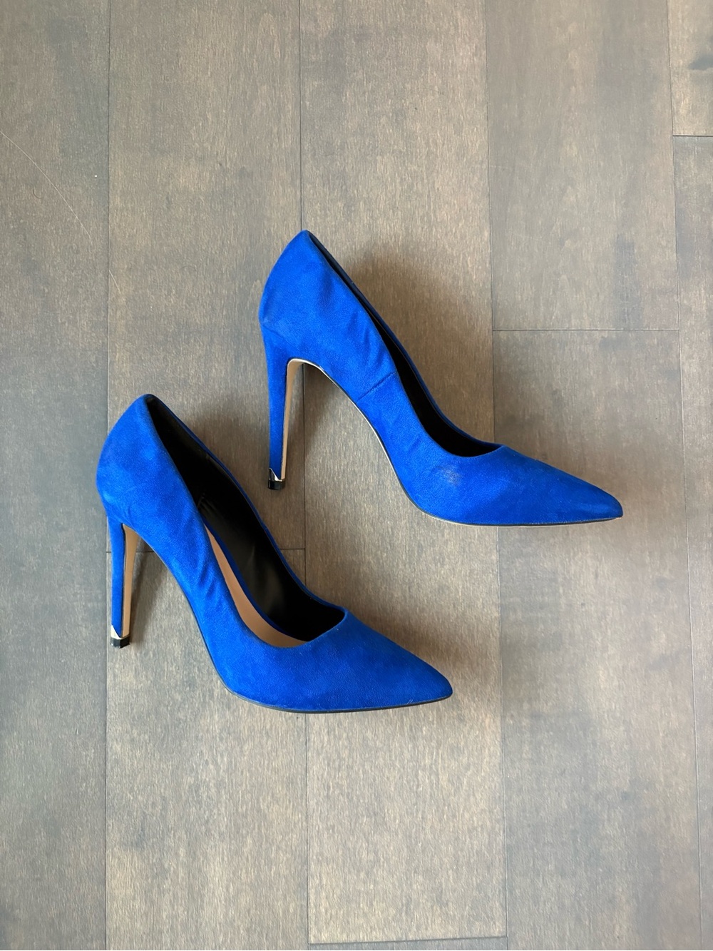 Faux Suede Royal Blue Pointed-Toe Stiletto Pumps
